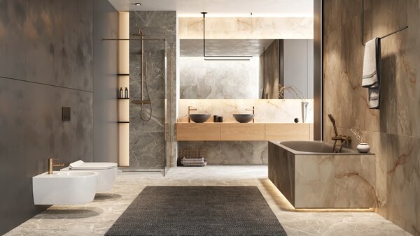 Excellent Vidoq sprchová zástěna walk-in 100 cm měděná kartáčovaný/průhledné sklo KAEX.1506.1000.LP.CB