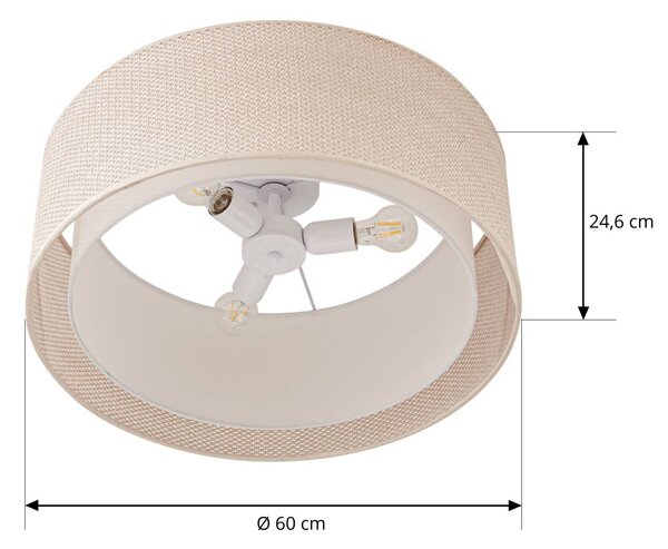 Lindby stropní světlo Soula, Ø 60 cm, béžová, plast, E27, stmívatelný, Krémová / jantar, Obývací pokoj / jídelna, Plast, Venkovský / rustikální