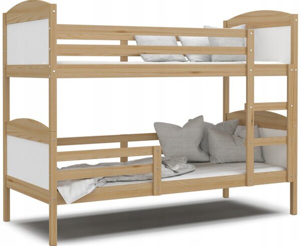 Dětská patrová postel Matyas 190x80 bez šuplíku BOROVICE-BÍLÁ