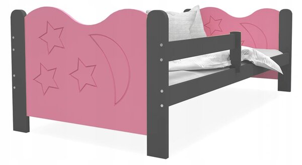 Dětská postel MIKOLAJ Color bez šuplíku 160x80 cm ŠEDÁ-RŮŽOVÁ