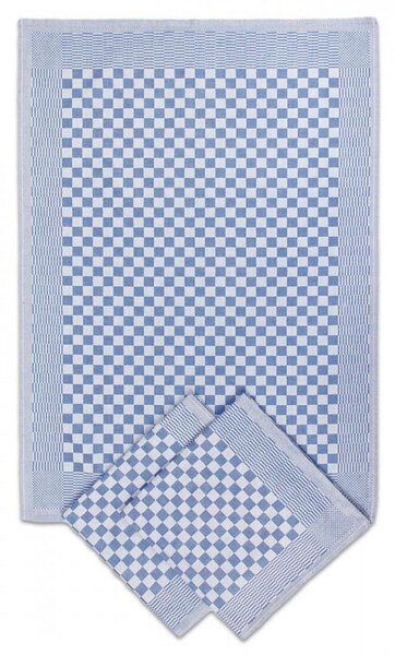 Keprový ručník v modré barvě, vzor kostky. Pracovní ručník. Rozměr je 50x100 cm