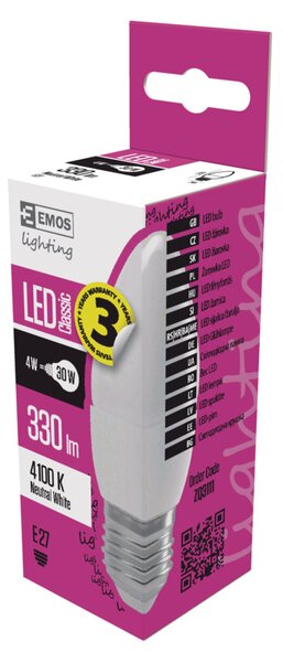 EMOS LED ŽÁROVKA CLASSIC CANDLE 4W(30W) 330lm E27 NW