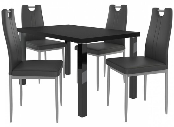 Kvalitní set ROBERTO stůl a židle Černá/Černá (1stůl, 4židle)