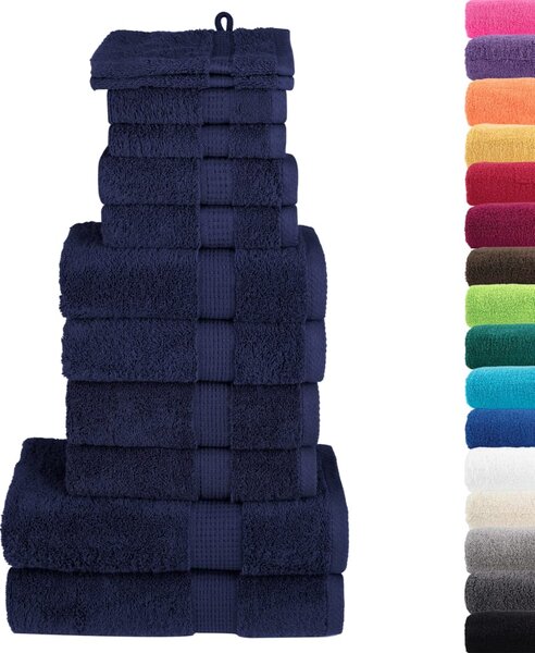 12dílná sada ručníků Premium SOLUND navy modrá 600 g/m²
