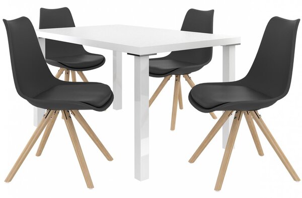 Kvalitní set AMARETO stůl a židle Bílá/Černá (1stůl, 4židle)