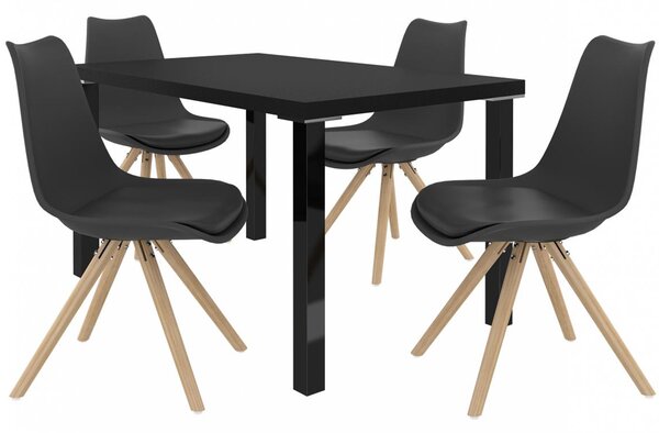 Kvalitní set AMARETO stůl a židle Černá/Černá (1stůl, 4židle)