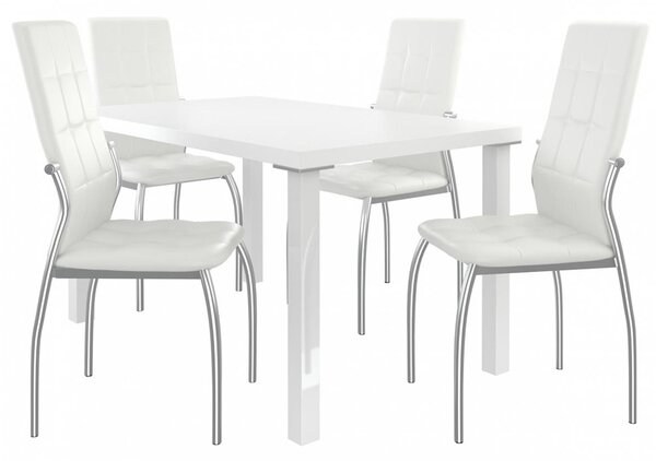 Kvalitní set LORENO stůl a židle Bílá/Bílá (1stůl, 4židle)