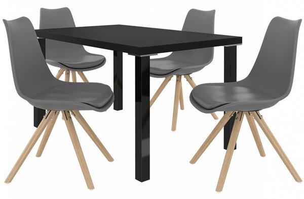 Kvalitní set AMARETO stůl a židle Černá/Šedá (1stůl, 4židle)