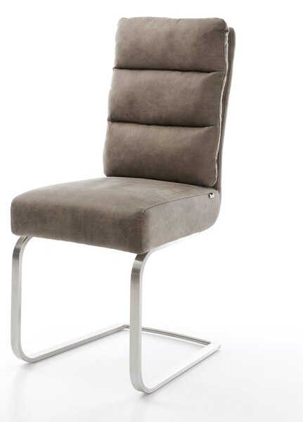 DELIFE Jídelní židle Pela-Flex mikrovlákno taupe vintage jídelní židle plochý nerezová ocel taštičkové pružiny