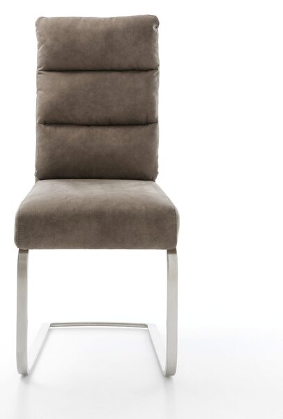 DELIFE Jídelní židle Pela-Flex mikrovlákno taupe vintage jídelní židle plochý nerezová ocel taštičkové pružiny