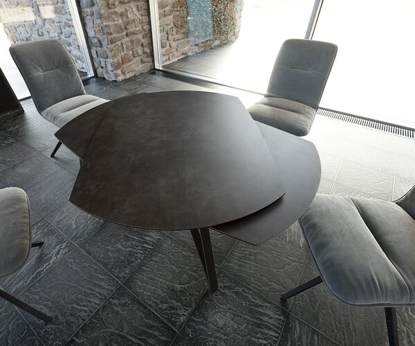 DELIFE Jídelní stůl Carlow 130/200x95 cm keramika šedá kov rozkládací
