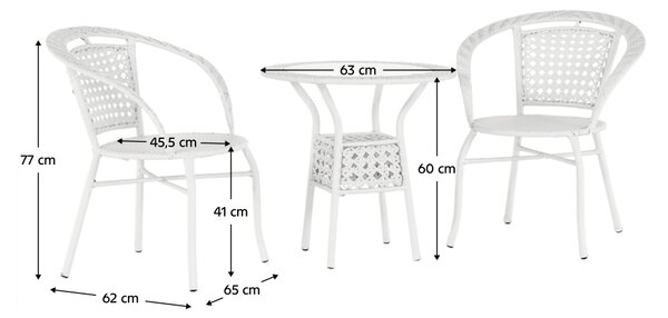 KONDELA Zahradní ratanový set 1+2, bílá, JENAR