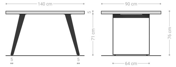 DELIFE Jídelní stůl Edge 140x90 XL akácie přírodní nerezová ocel šikmý Live-Edge