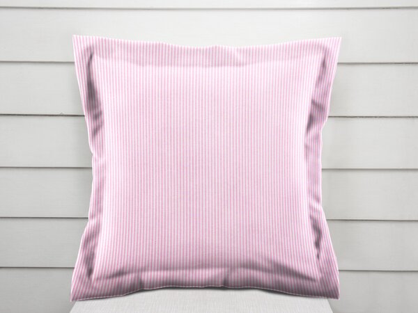 Biante Bavlněný povlak na polštář s lemem Sandra SA-255 Růžovo-bílé proužky 40 x 40 cm