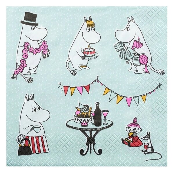 Havi Ubrousky Moomin Kestit 33x33cm, 20ks / mátové
