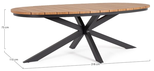Bizzotto Hliníkový zahradní stůl Zelmar 218 x 115 cm s šedou podnoží