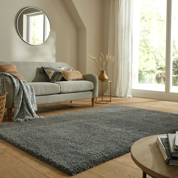 Flair Rugs, Kusový koberec Shaggy Teddy Charcoal, 120x170, šedá, ložnice