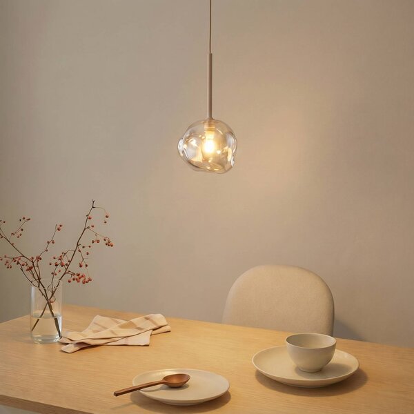 TK Lighting Závěsné světlo Lava, Ø 15 cm, G9, písková/koňaková, sklo, stmívatelný, Krémová / jantar, Obývací pokoj / jídelna, Sklo, Moderní
