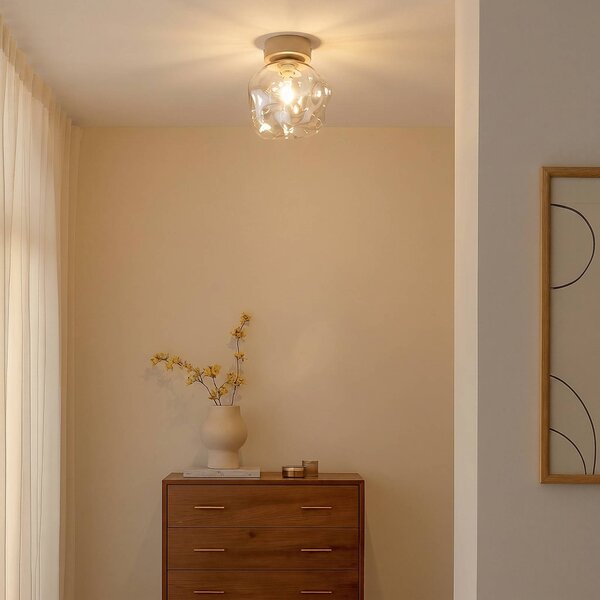 TK Lighting Stropní světlo Lava, písková/koňaková, sklo, Ø 15 cm, G9, stmívatelný, Krémová / jantar, Obývací pokoj / jídelna, Sklo, Moderní