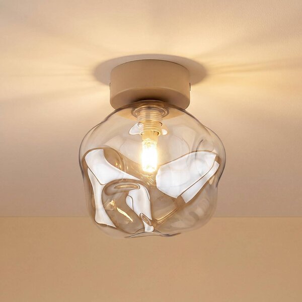 TK Lighting Stropní světlo Lava, písková/koňaková, sklo, Ø 15 cm, G9, stmívatelný, Krémová / jantar, Obývací pokoj / jídelna, Sklo, Moderní