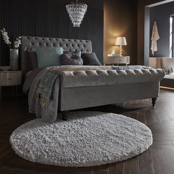 Flair Rugs, Kusový koberec Shaggy Teddy Grey kruh, 133x133 (průměr) kruh, šedá, ložnice