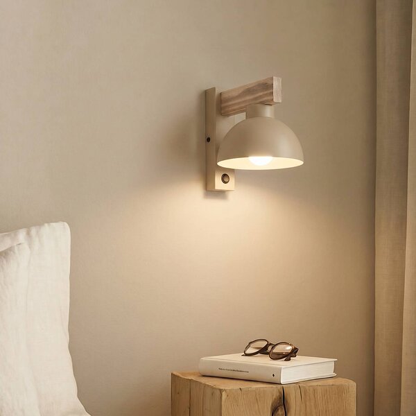 TK Lighting Nástěnné světlo Oslo, písková barva, kov, výška 20 cm, E27, stmívatelný, Krémová / jantar, Obývací pokoj / jídelna, kov, Moderní