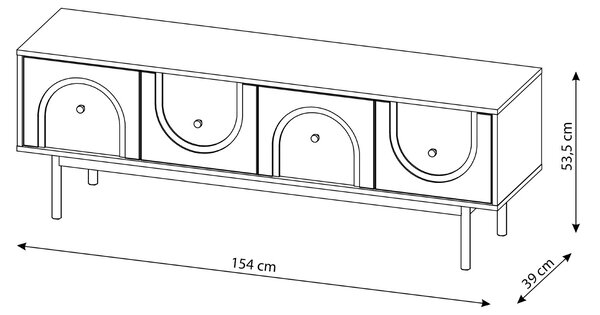 Vivaldi TV stolek Mazoma 154 cm černý/zlatý