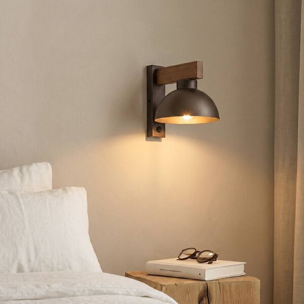 TK Lighting Nástěnné světlo Oslo, hnědé, kovové, výška 20 cm, E27, stmívatelný, Hnědá / rez, Obývací pokoj / jídelna, kov, Moderní