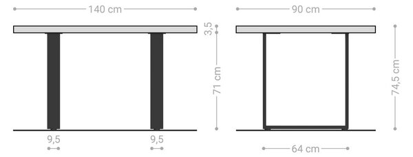 DELIFE Jídelní stůl Edge 140x90 akácie přírodní nerezová ocel úzký Live-Edge