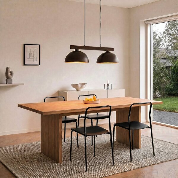 TK Lighting Závěsné světlo Oslo, hnědé, dvoužárovkové, délka 83 cm, E27, stmívatelný, Hnědá / rez, Obývací pokoj / jídelna, kov, Moderní