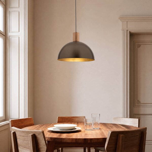 TK Lighting Závěsné světlo Oslo, hnědé, kov, Ø 34 cm, E27, stmívatelný, Hnědá / rez, Obývací pokoj / jídelna, kov, Moderní