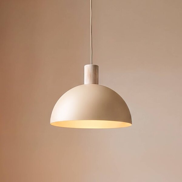 TK Lighting Závěsné světlo Oslo, písková barva, kov, Ø 34 cm, E27, stmívatelný, Krémová / jantar, Obývací pokoj / jídelna, kov, Moderní