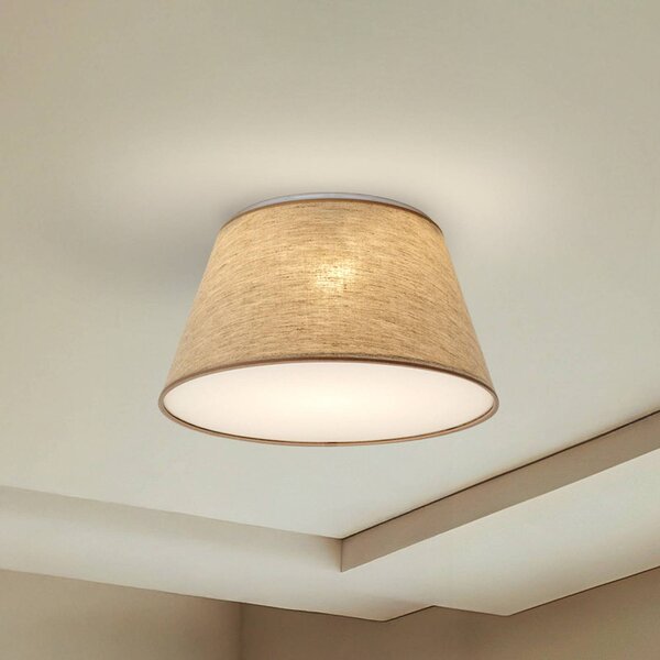 TK Lighting Stropní světlo Formo, béžové, plátno, Ø 38 cm, E27, stmívatelný, Krémová / jantar, Obývací pokoj / jídelna, Textil / tkanina / hedvábí, Moderní