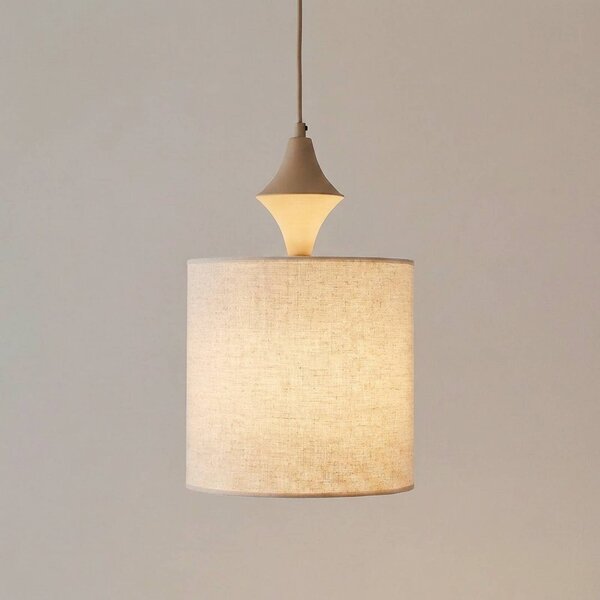 TK Lighting Závěsné světlo Amura, béžová/písková, látka, Ø 25 cm, E27, stmívatelný, Krémová / jantar, Obývací pokoj / jídelna, Textil / tkanina / hedvábí, Moderní