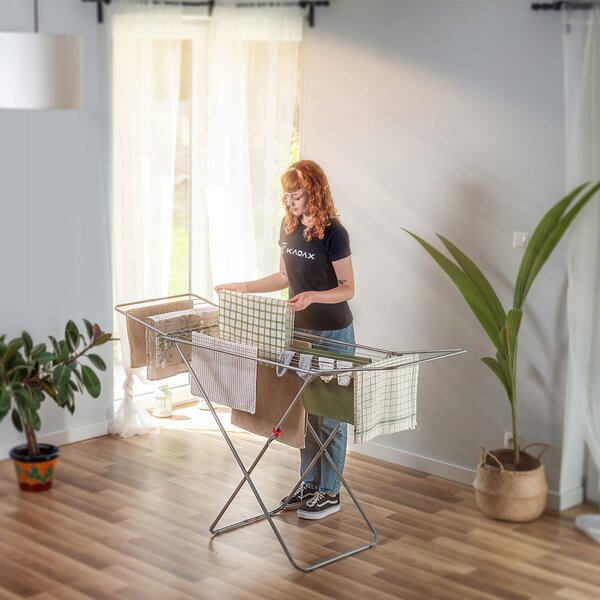 Skládací sušák na prádlo na balkon Kadax, stříbrný, 18 m