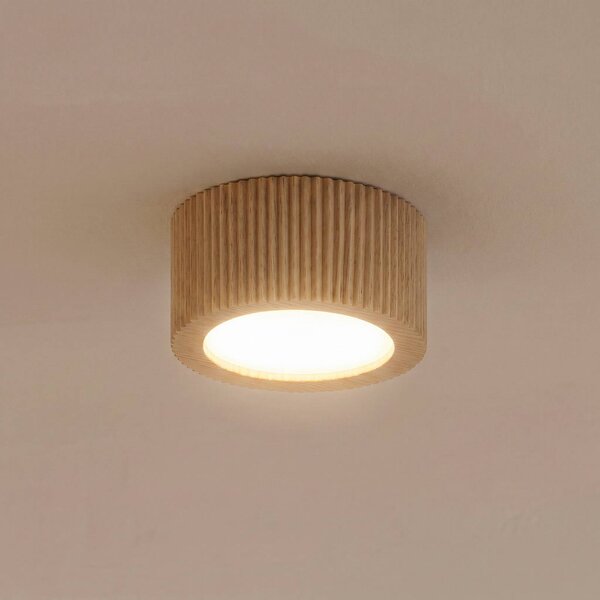 TK Lighting Stropní bodové světlo Eve, výška 4,5 cm, GX53, dřevo, stmívatelný, Světlé dřevo, Obývací pokoj / jídelna, Dřevo, Moderní