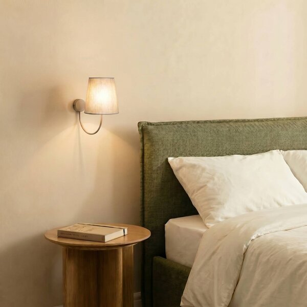 TK Lighting Nástěnné světlo Candi, béžová/písková, plátno, výška 34 cm, E27, stmívatelný, Krémová / jantar, Obývací pokoj / jídelna, Textil / tkanina / hedvábí, Moderní