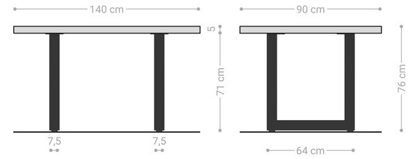 DELIFE Jídelní stůl Edge 140x90 XL akácie přírodní nerezová ocel široký Live-Edge