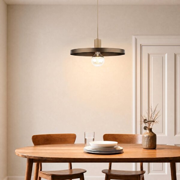 TK Lighting Závěsné světlo Sila, hnědá/písková, kov, Ø 45 cm, E27, stmívatelný, Hnědá / rez, Obývací pokoj / jídelna, kov, Moderní
