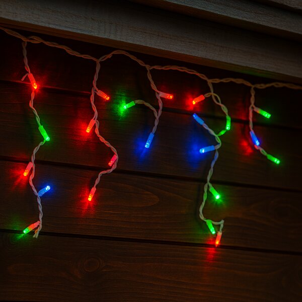 Venkovní LED vánoční závěs ELITE – 3 m, multicolor, blikající, silný bílý kabel