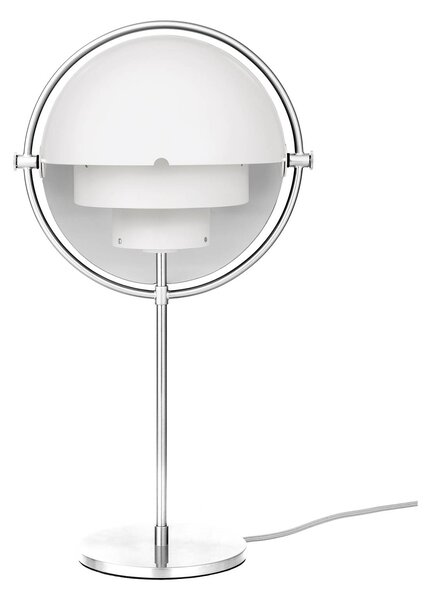 Stolní lampa GUBI Multi-Lite, výška 50 cm, chrom/bílá