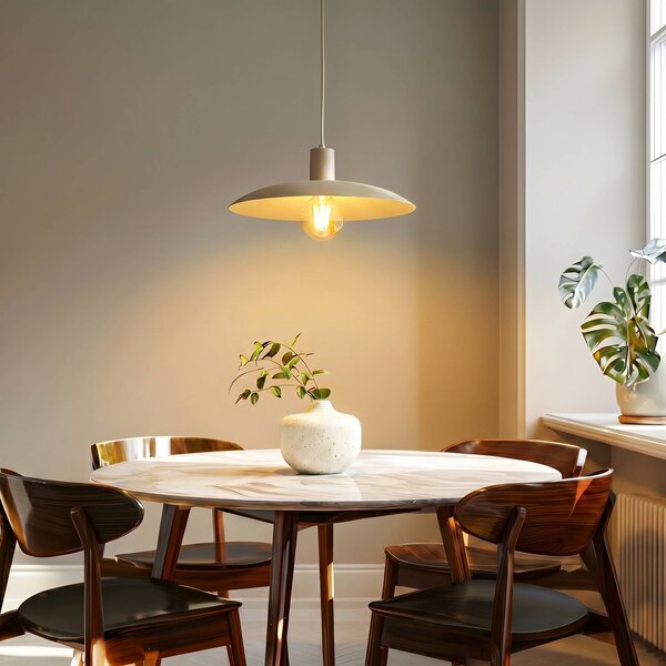 TK Lighting Závěsné světlo Astra, písková barva, kov, Ø 41 cm, E27, stmívatelný, Krémová / jantar, Obývací pokoj / jídelna, kov, Moderní