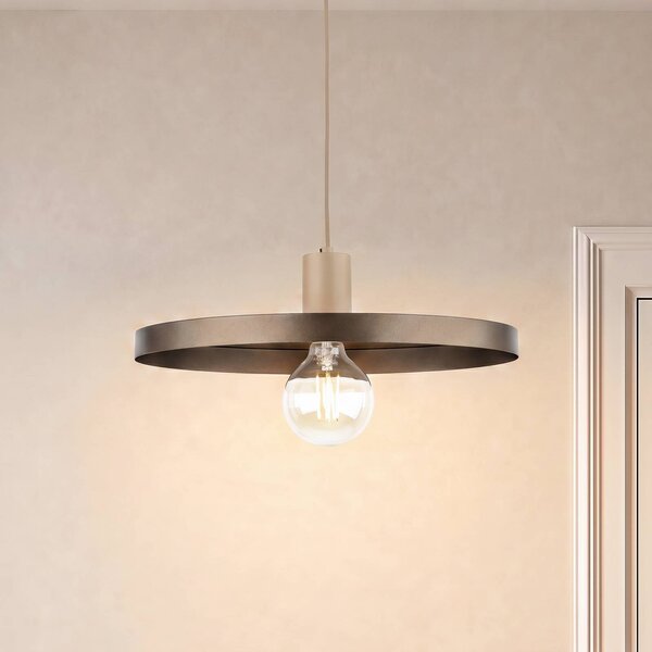 TK Lighting Závěsné světlo Sila, hnědá/písková, kov, Ø 45 cm, E27, stmívatelný, Hnědá / rez, Obývací pokoj / jídelna, kov, Moderní