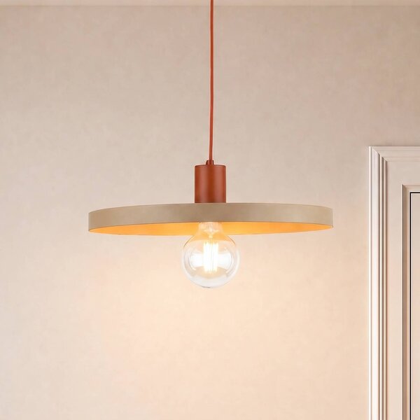 TK Lighting Závěsné světlo Sila, písková/červená, kov, Ø 45 cm, E27, stmívatelný, Krémová / jantar, Obývací pokoj / jídelna, kov, Moderní