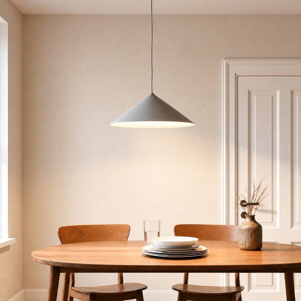 TK Lighting Závěsné světlo Lume L, šedobéžové, kov, Ø 40 cm, GX53, stmívatelný, Hliník / šedá / zinek, Obývací pokoj / jídelna, kov, Moderní