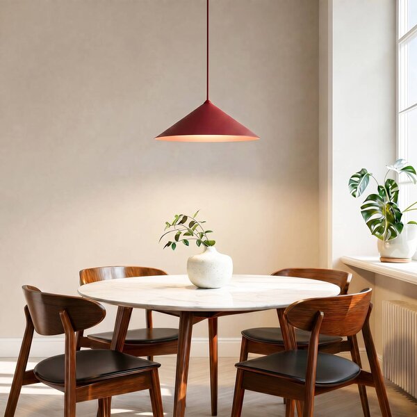 TK Lighting Závěsné světlo Lume L, vínově červené, kov, Ø 40 cm, GX53, stmívatelný, Červená, Obývací pokoj / jídelna, kov, Moderní