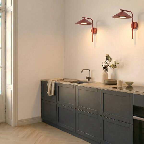 TK Lighting Nástěnné světlo Lume S, vínově červené, kov, výška 31 cm, GX53, stmívatelný, Červená, Obývací pokoj / jídelna, kov, Moderní