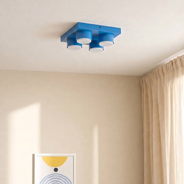 TK Lighting Stropní světlo Brix, modré, délka 23 cm, 4 žárovky, GX53, stmívatelný, Modrá, Obývací pokoj / jídelna, kov, Moderní