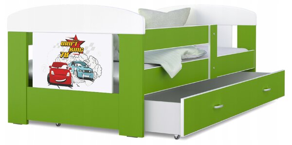 Dětská postel 180 x 80 cm FILIP ZELENA vzor AUTA Rozměry postele: 180x80 cm
