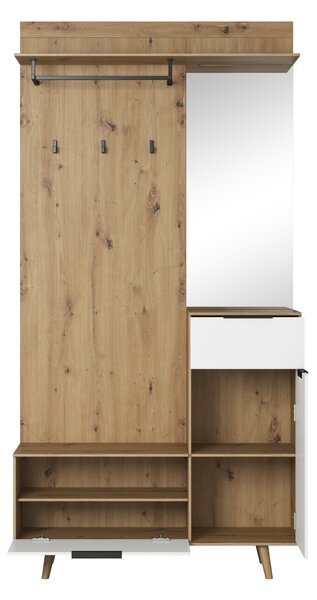 Vivaldi Předsíňová stěna Nordic A 100 cm dub Artisan/bílá